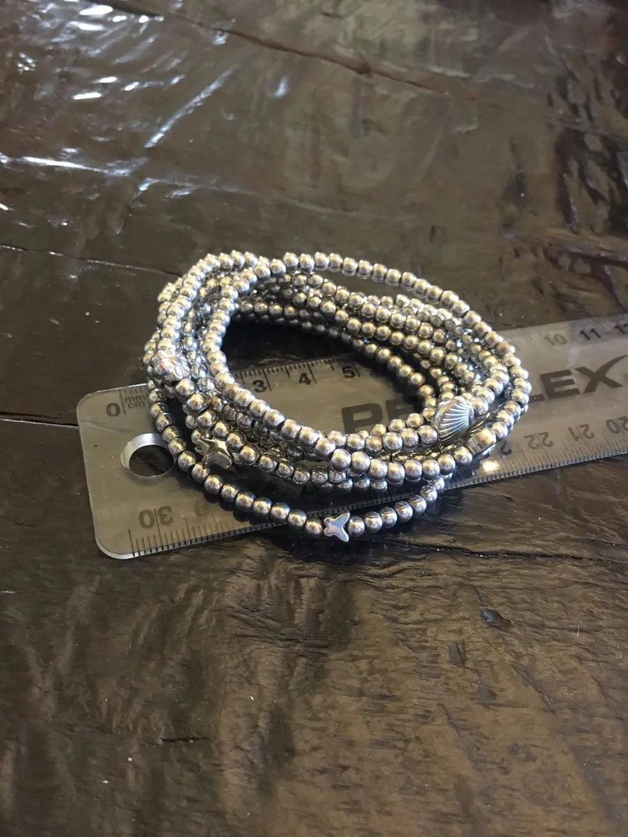 Shell and Flower Stretch Bracelet Set