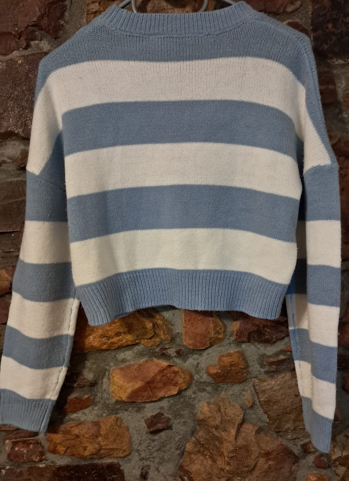 RT Striped Long Sleeve Midrift Sweater