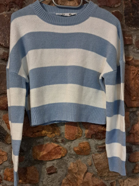 RT Striped Long Sleeve Midrift Sweater
