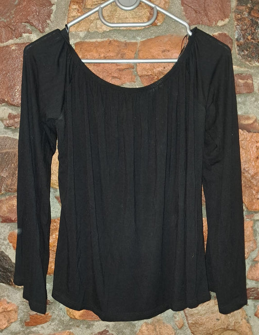 Cotton On Black Wide Shoulder Long Sleeve Blouse