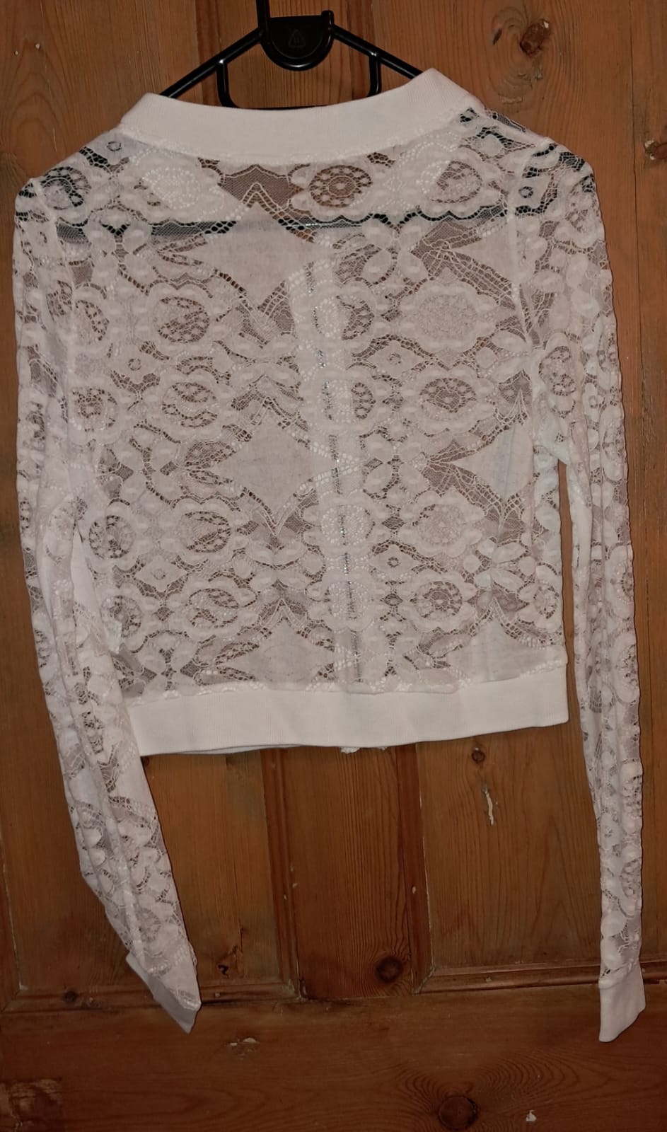 Lace Look Long Sleeve Zipper Top