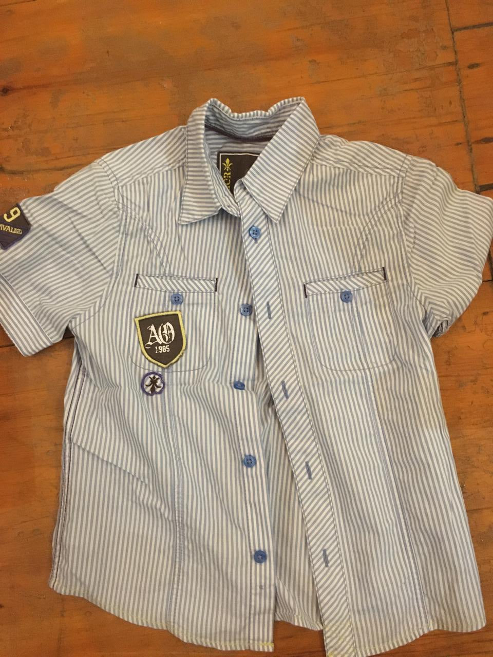 Woolworths Striped Short Sleeve Button Up Shirt
