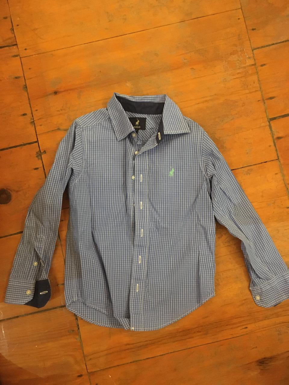 Polo Small Blue Check Long Sleeve Button Up Shirt
