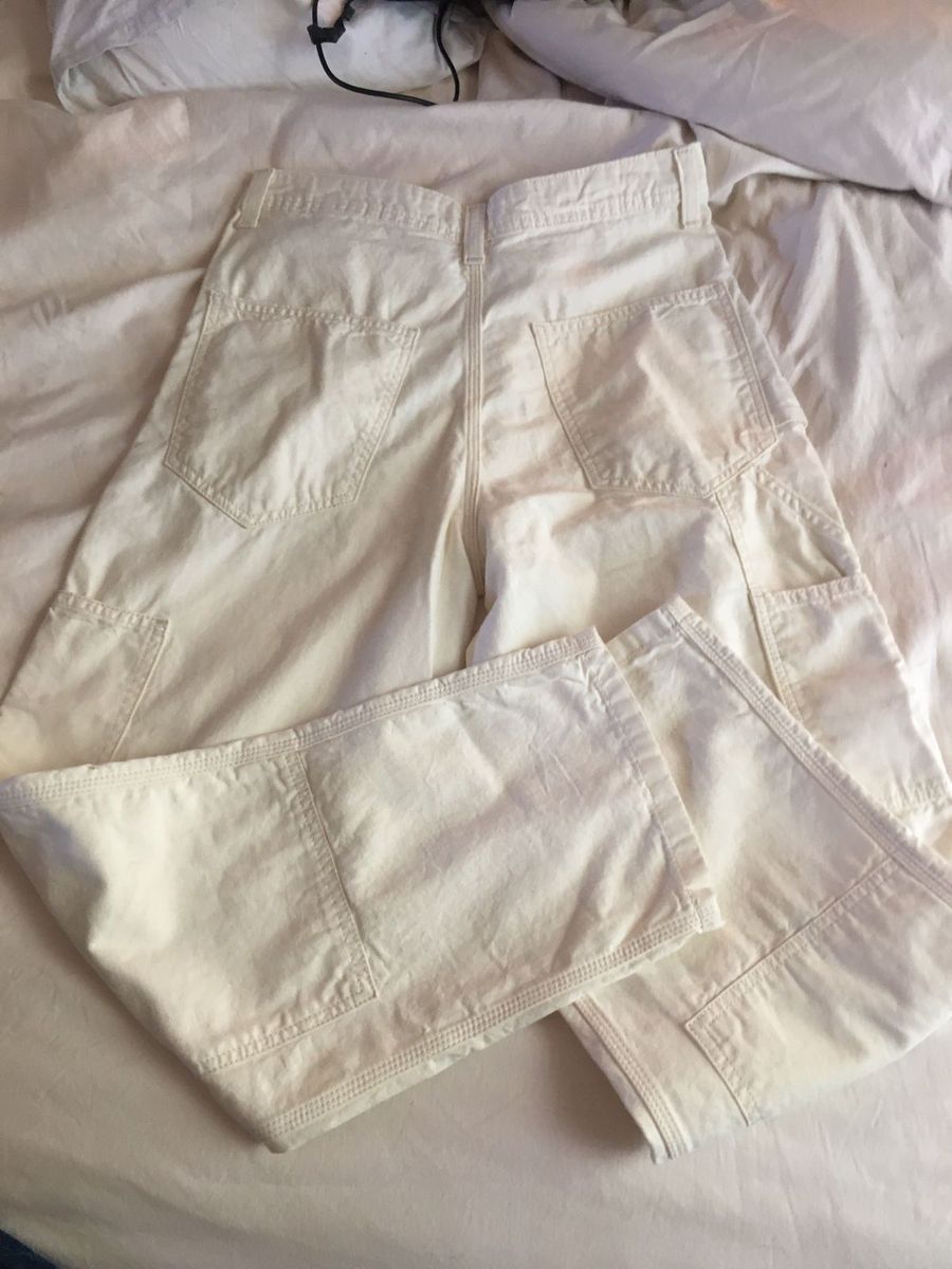 RE: Wide Leg Trousers - Size 30. Cream