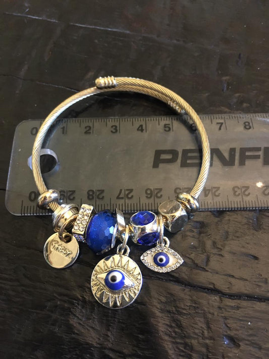 Blue Gold Eye Bracelet