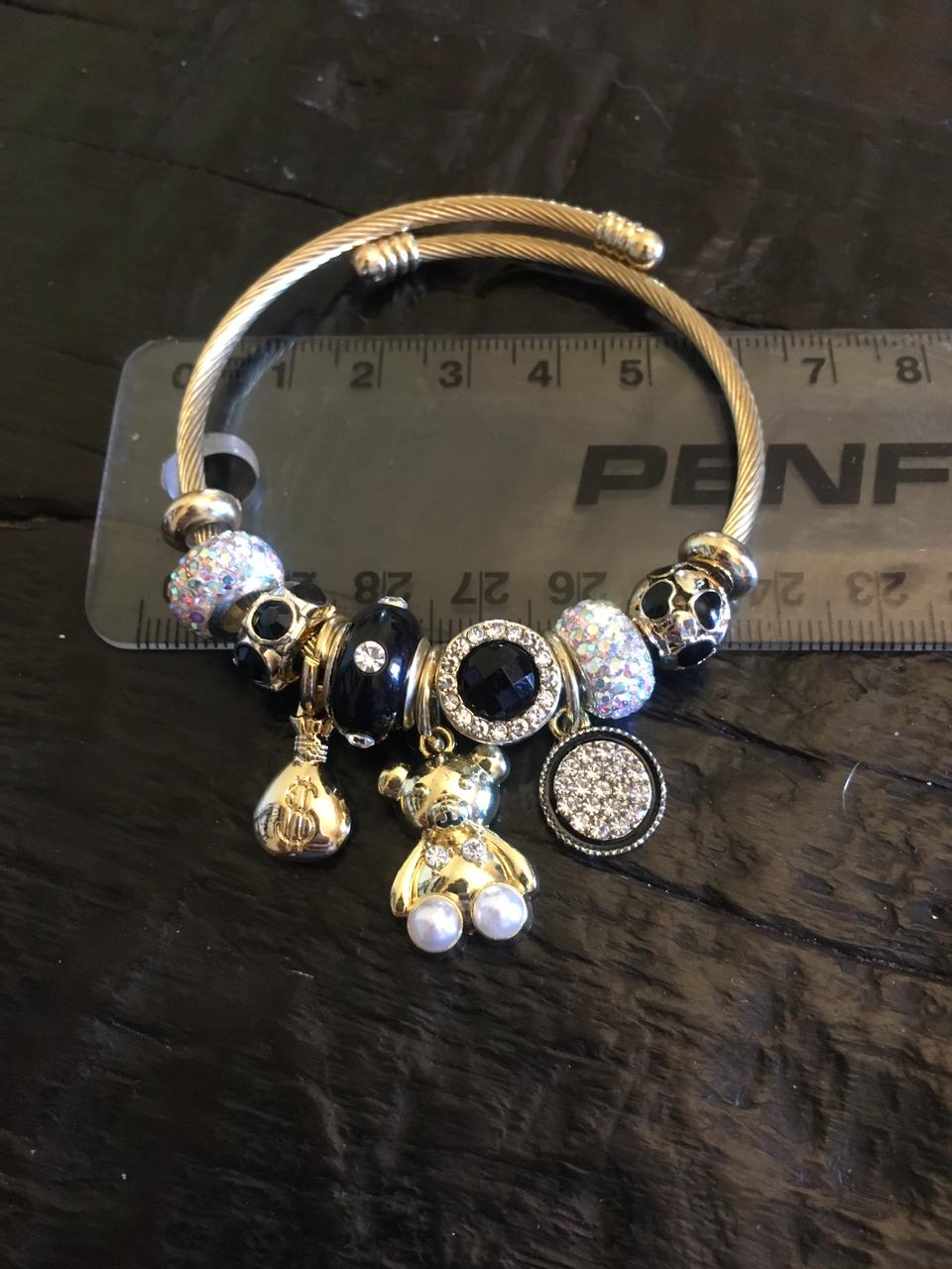 Gold and Blue Teddy Bracelet