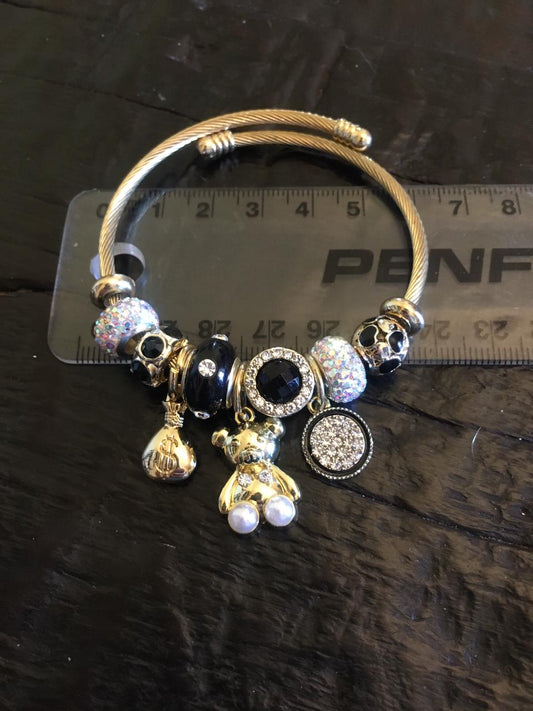 Gold and Blue Teddy Bracelet