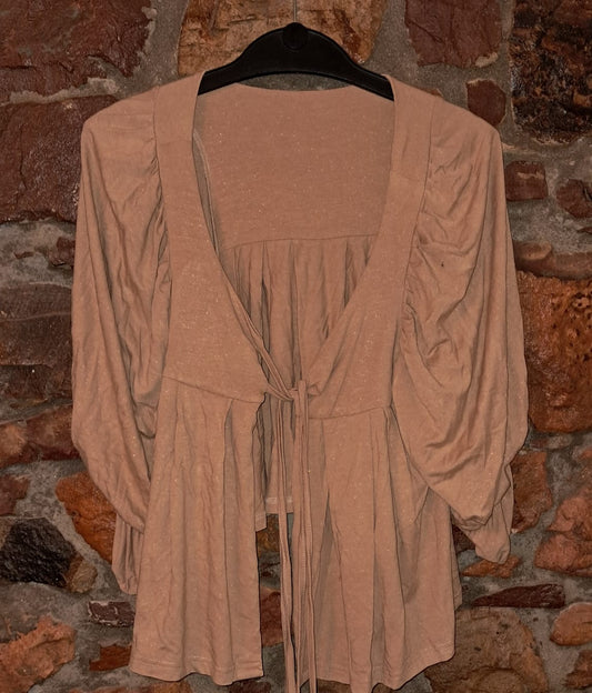 Ruffled Front Tie Blouse