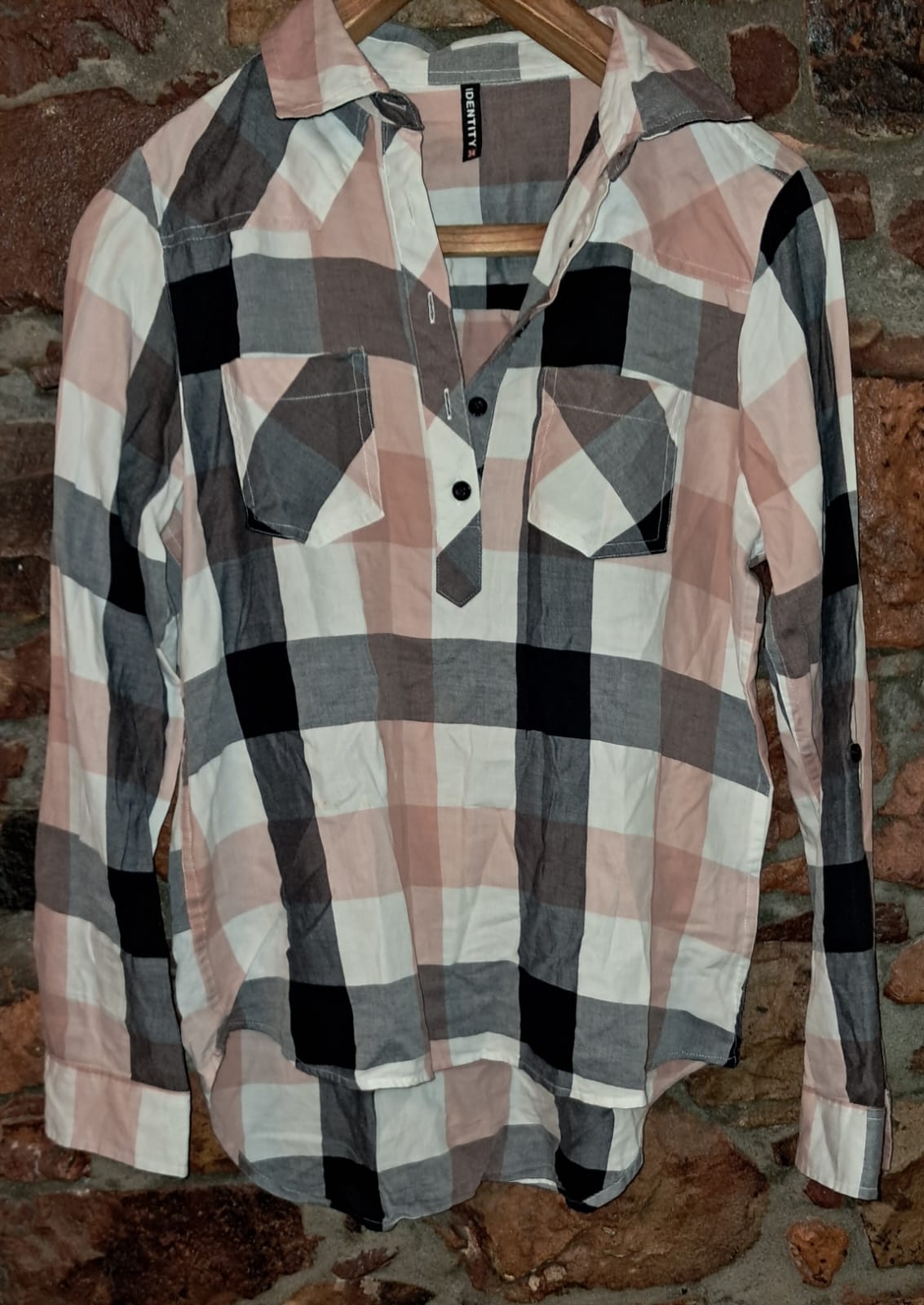 Identity Checkered Long Sleeve Top