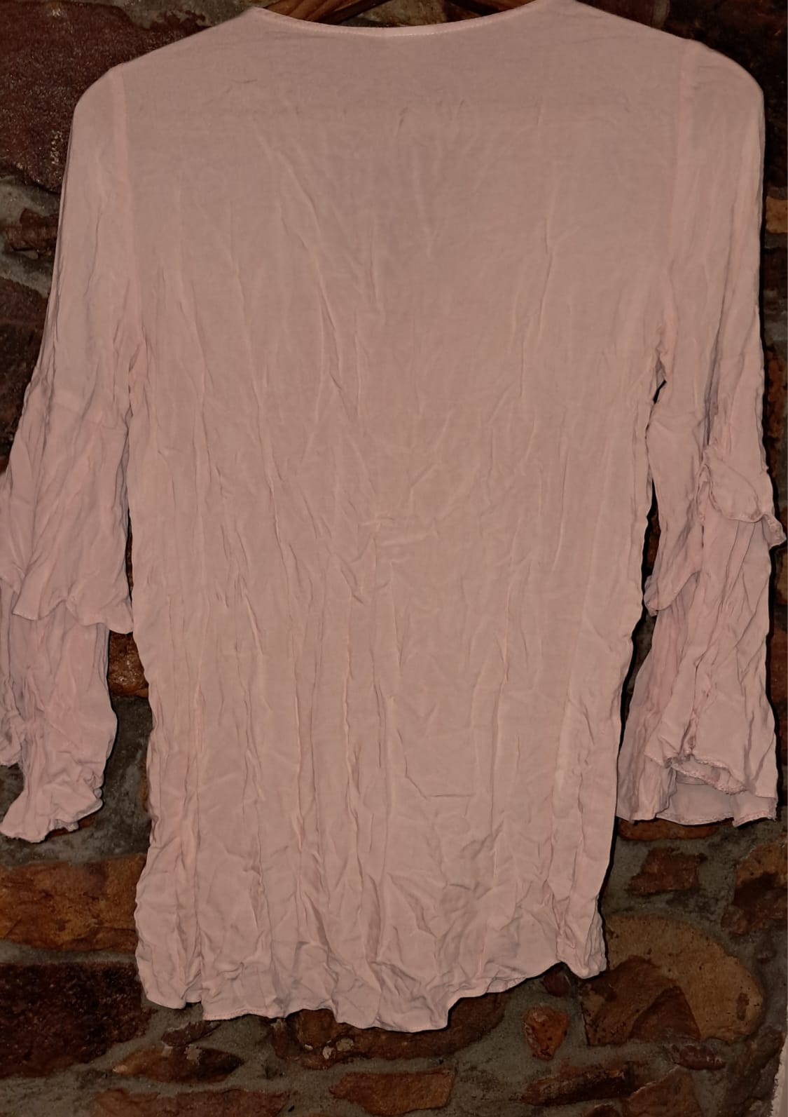 Oak Ridge Strappy Chest Long Sleeve Top with ruffled Sleeves