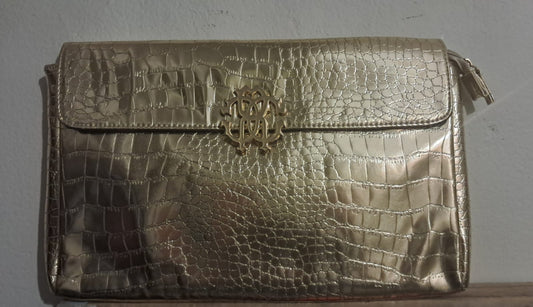 Roberto Cavalli Metallic Gold Clutch Bag