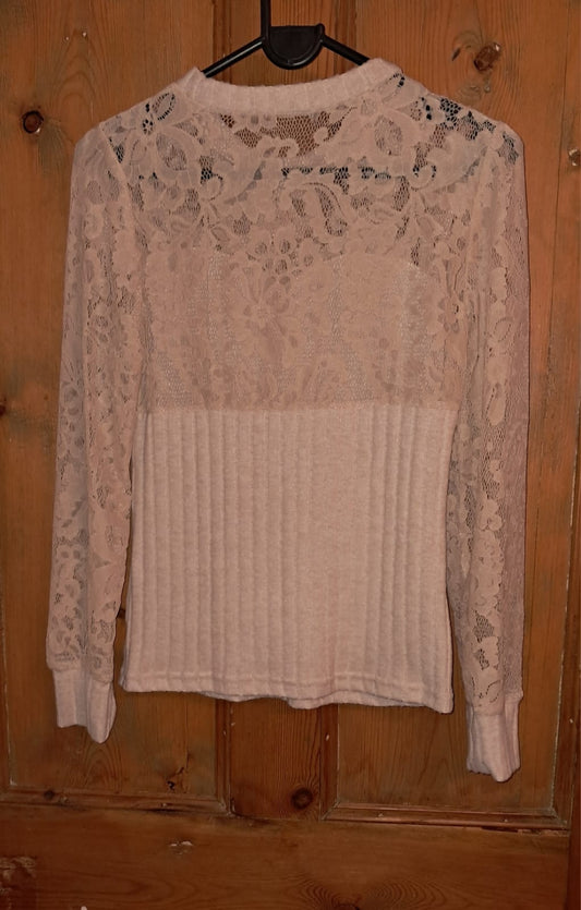 Lace Look Long Sleeve Top