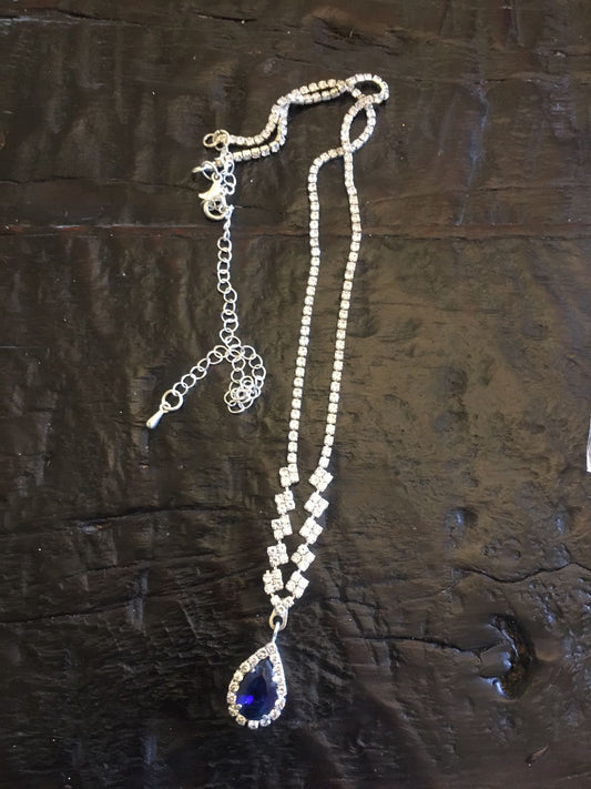Blue Teardrop Pendant Necklace