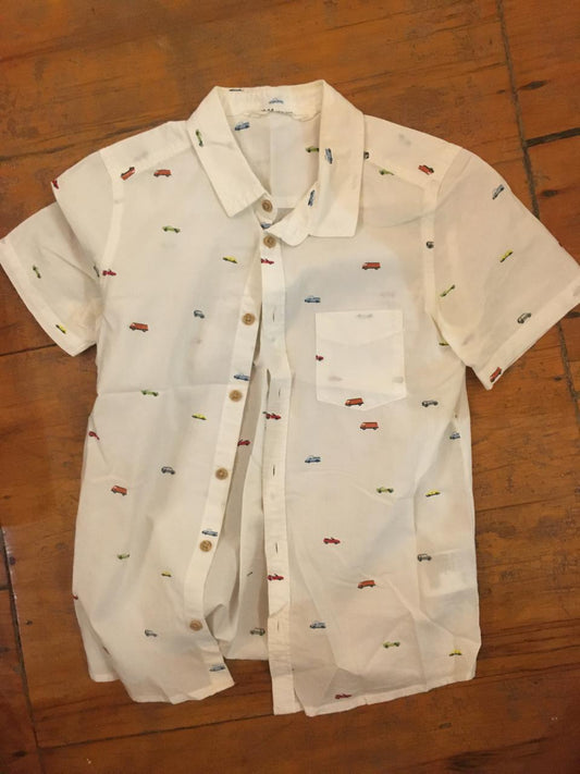 H&M Car Icon Short Sleeve Button Up Shirt