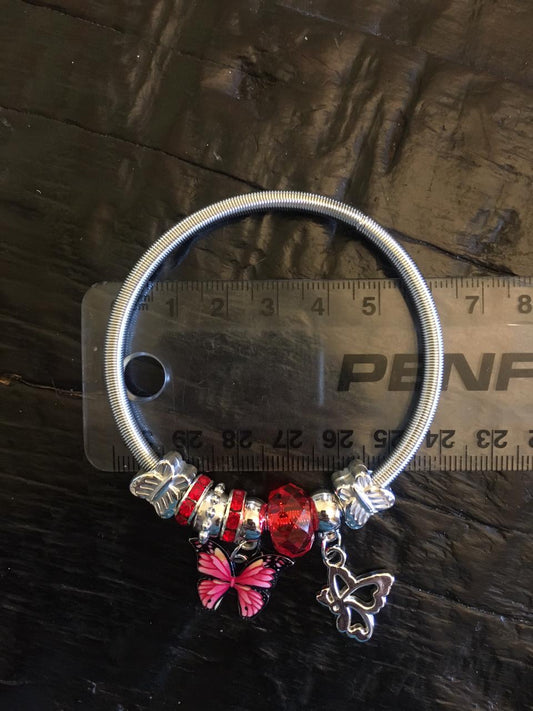 Mixed Pink Butterfly Stretch Bracelet