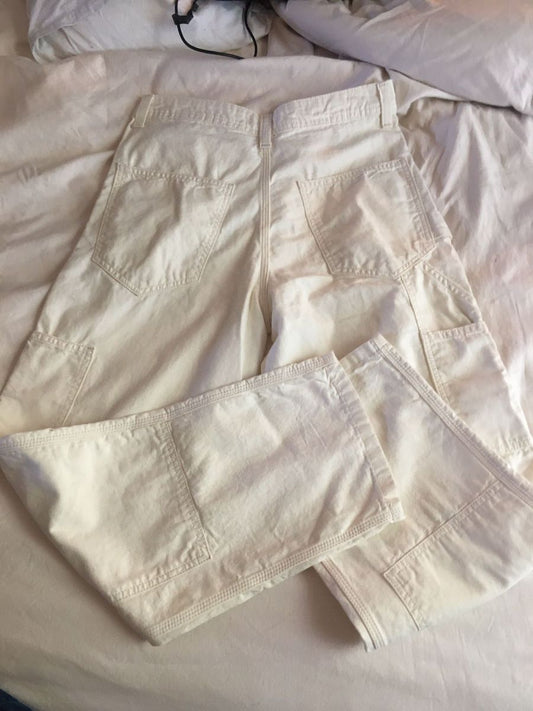 RE: Wide Leg Trousers - Size 30. Cream