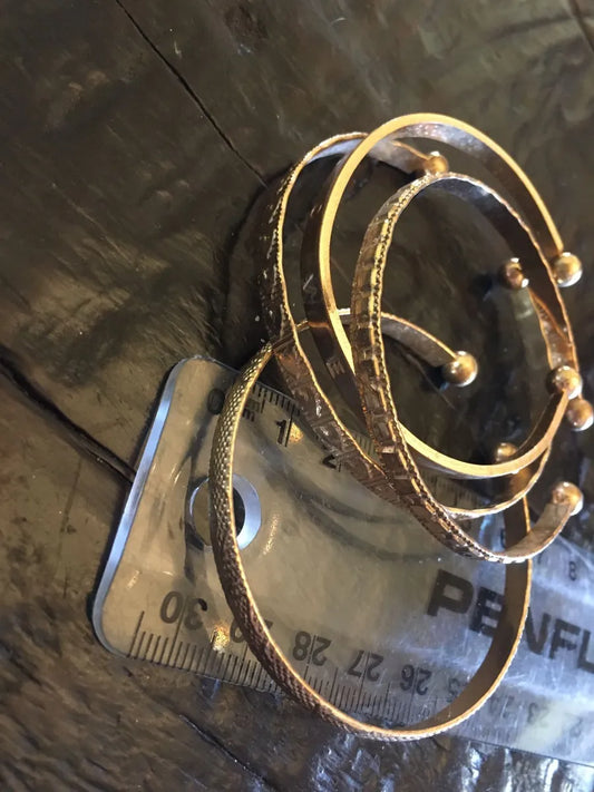 Rose Gold Textured Bangle Set